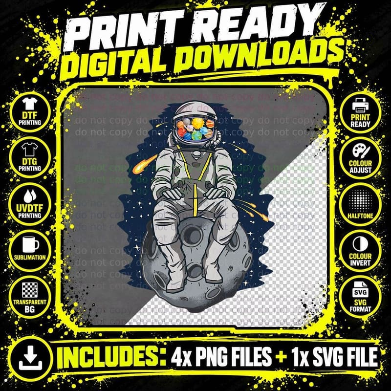 Astronaut Space Comet Planet Science Solar System Png SVG Digital Bundle
