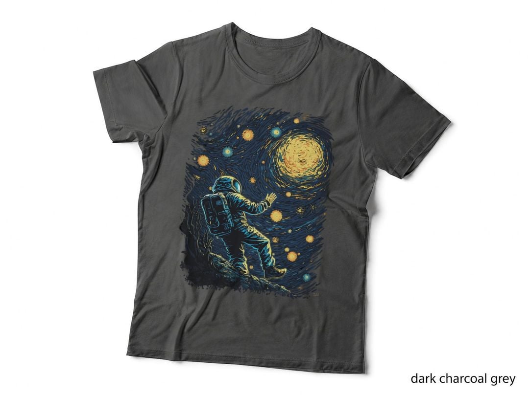 Astronaut Space T-Shirt, Van Gogh Starry Night, Space Explorer Print