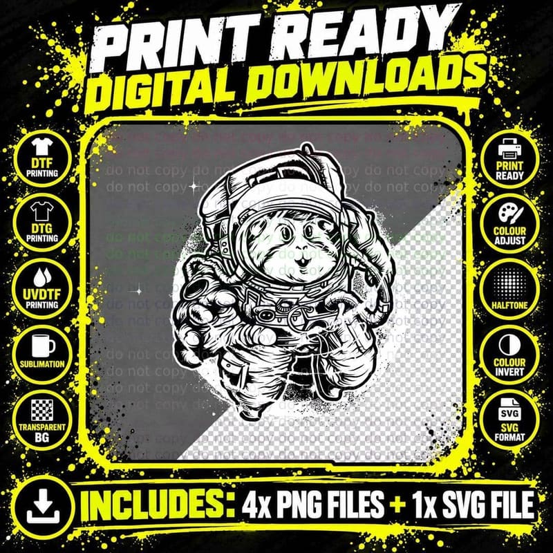 Astronaut Spaceman Space Suit Mechanical Detail Line Png SVG Digital Bundle