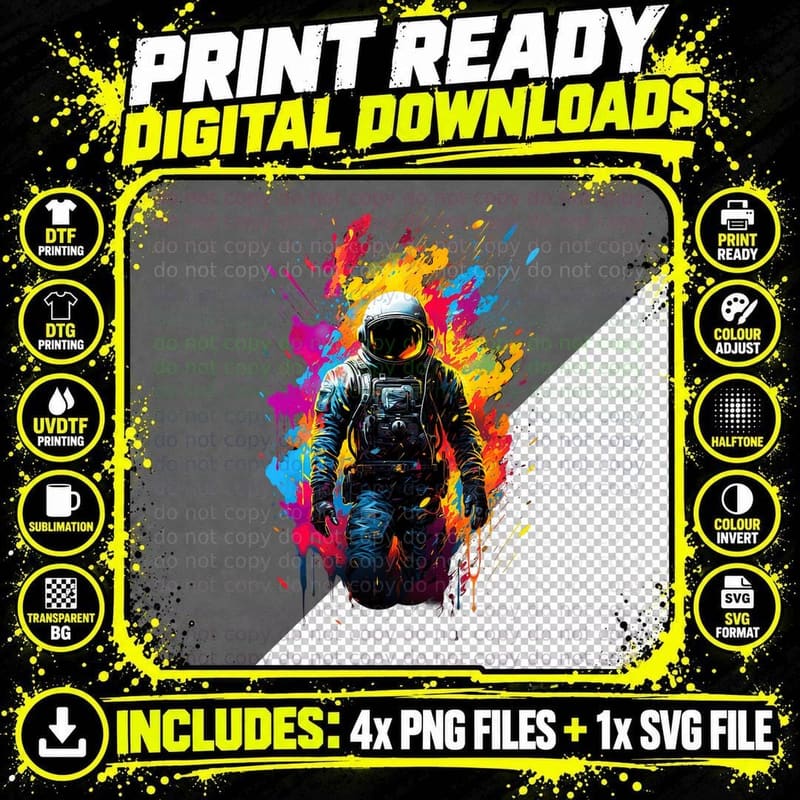 Astronaut Spaceman T-Shirt, Space Exploration Art Png SVG Digital Bundle