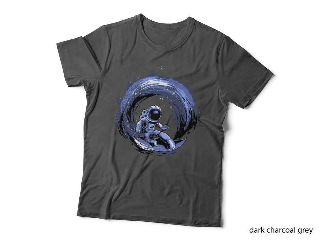 Astronaut Swirl in Blue Spiral Vortex Cosmic Space T-Shirt
