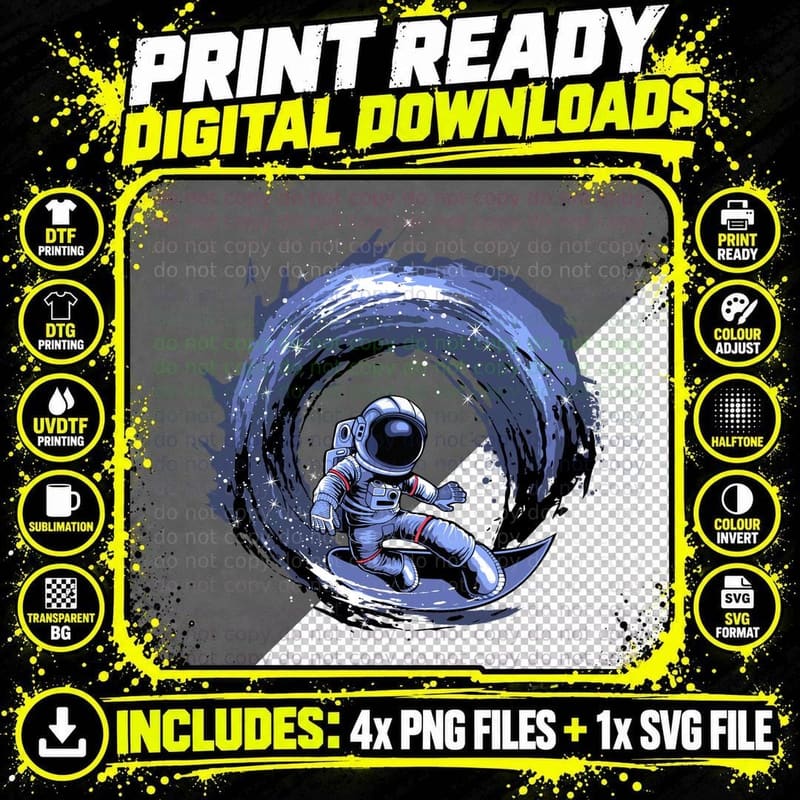 Astronaut Swirl in Blue Spiral Vortex Cosmic Space Png SVG Digital Bundle