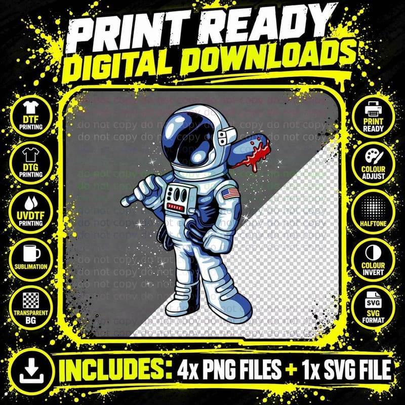 Astronaut Toy Holding Red Blue White Suit T-Shirt Png SVG Digital Bundle