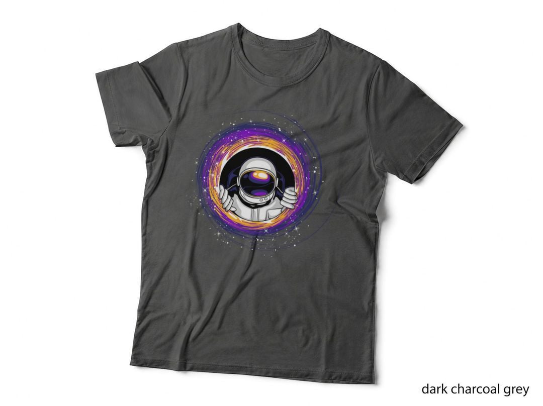 Astronaut Vortex in Purple Gold Circular Cosmic T-Shirt