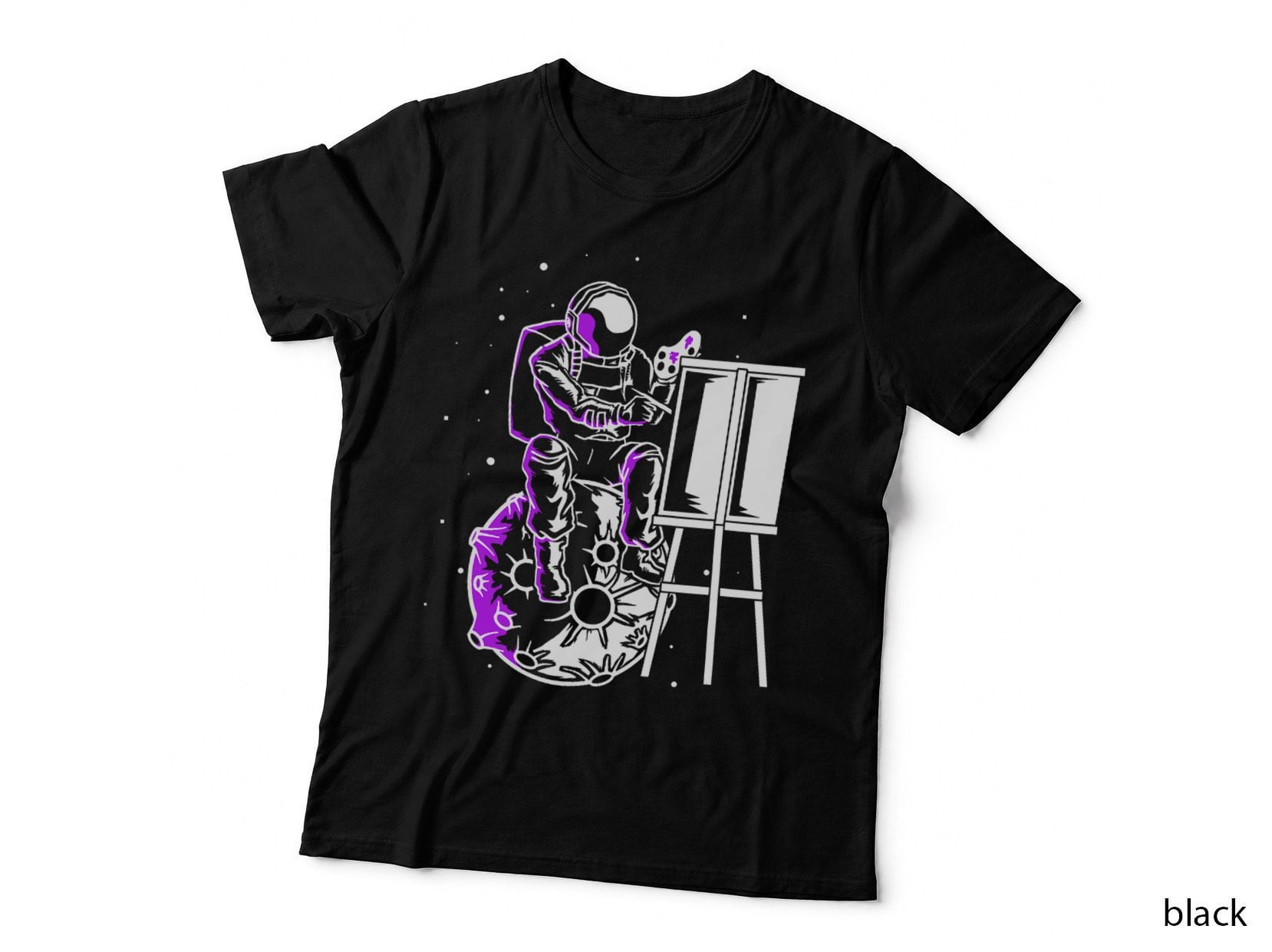 Astronaut in Space Art Artist Painter Colorful Painting T-Shirt