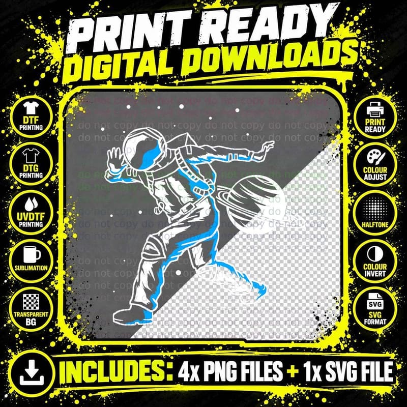 Astronaut in Space Martial Arts Brazilian Dance Capoeira Png SVG Digital Bundle