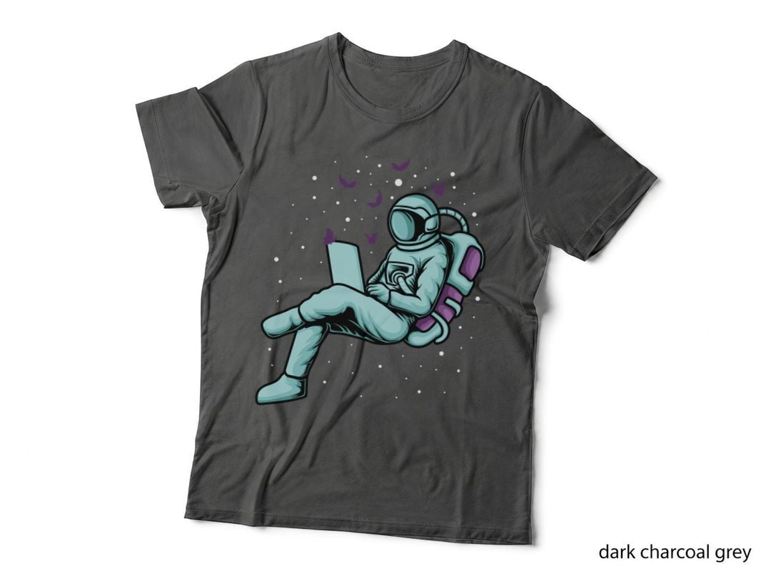Astronaut on Laptop Butterflies Tech T-Shirt