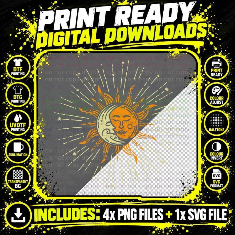 Astronomy Sun Moon Star Spaceship Universe Astronaut Png SVG Digital Bundle