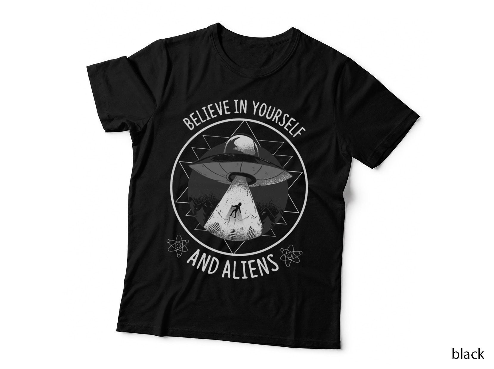 Believe in Yourself and Aliens UFO Aesthetic T-Shirt, Alien Space Theme