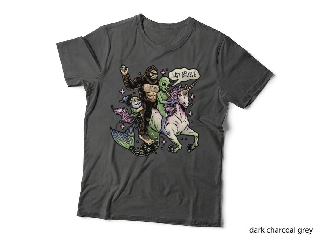 Bigfoot Alien Mermaid Unicorn T-Shirt, Fantasy Mythical Tee
