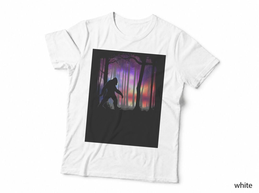Bigfoot Northern Lights - Colorful Galaxy Aurora Cryptid Gift T-Shirt