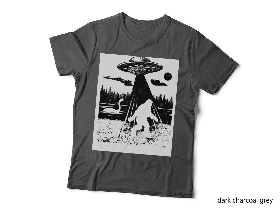 Bigfoot UFO Abduction Sasquatch Loch Ness Monster T-Shirt