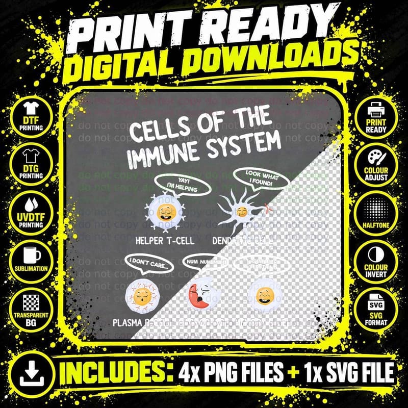 Biology Cells of Immune System Biologist T-Shirt Png SVG Digital Bundle