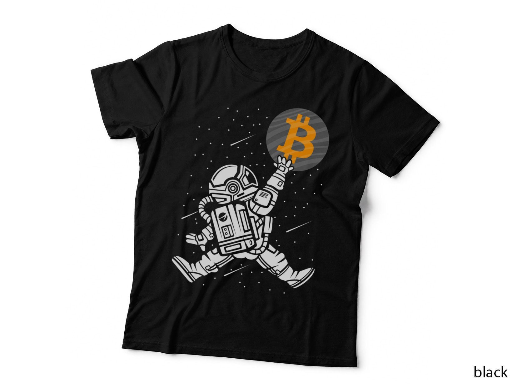 Bitcoin to the Moon Astronaut T-Shirt, Crypto NFT, Space Explorer Design