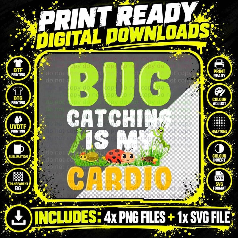 Bug Lover Insect Science - Catching Is My Cardio T-Shirt Png SVG Digital Bundle