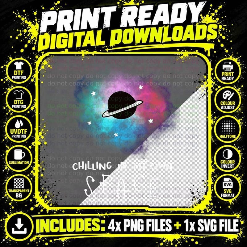 Chilling in My Own Space Nerdy Astronomy Space Science Png SVG Digital Bundle