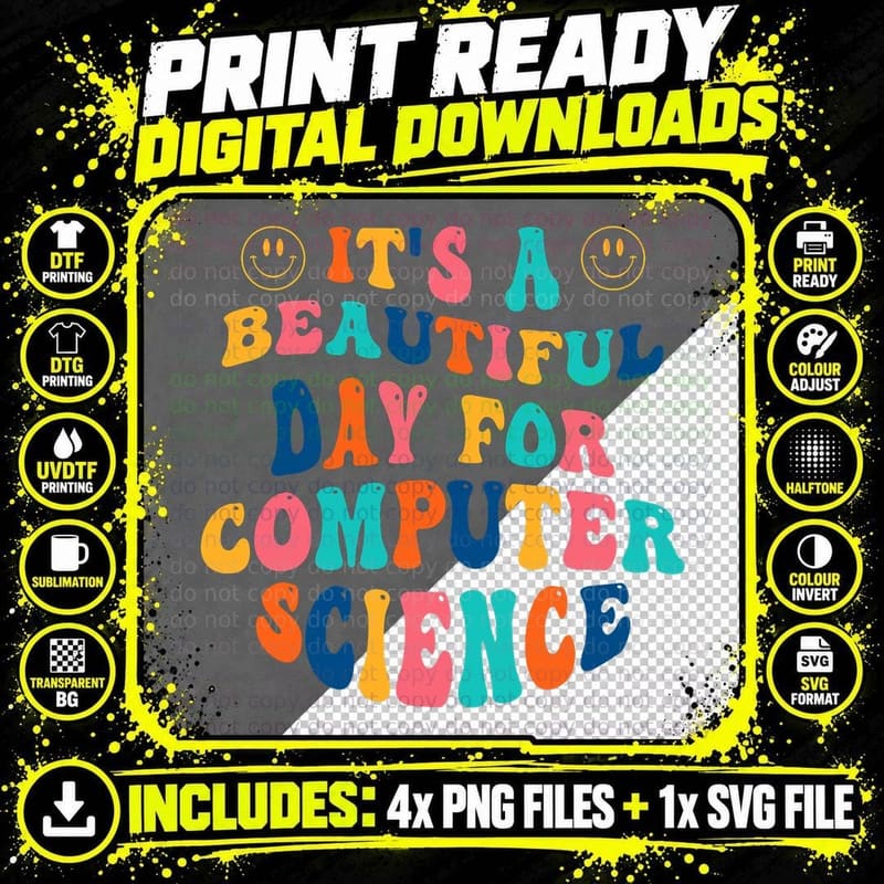 Computer Science T-Shirt, Colorful Typography Png SVG Digital Bundle