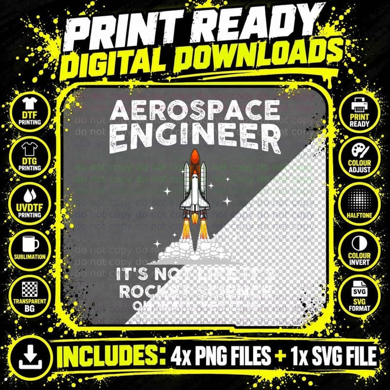 Cool Aerospace Engineer for Men Women Rocket Scientist Png SVG Digital Bundle