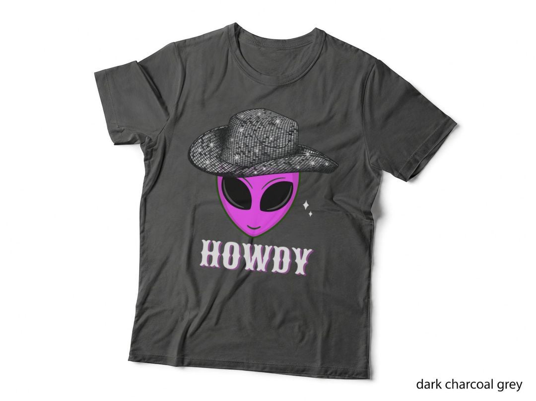 Cool Cowboy Hat Alien Howdy Space Western Disco Theme T-Shirt