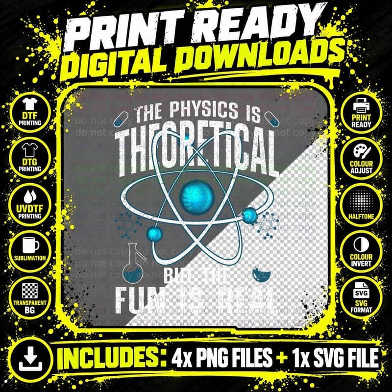 Cool Physics for Men Women Theoretical Physics Science Png SVG Digital Bundle