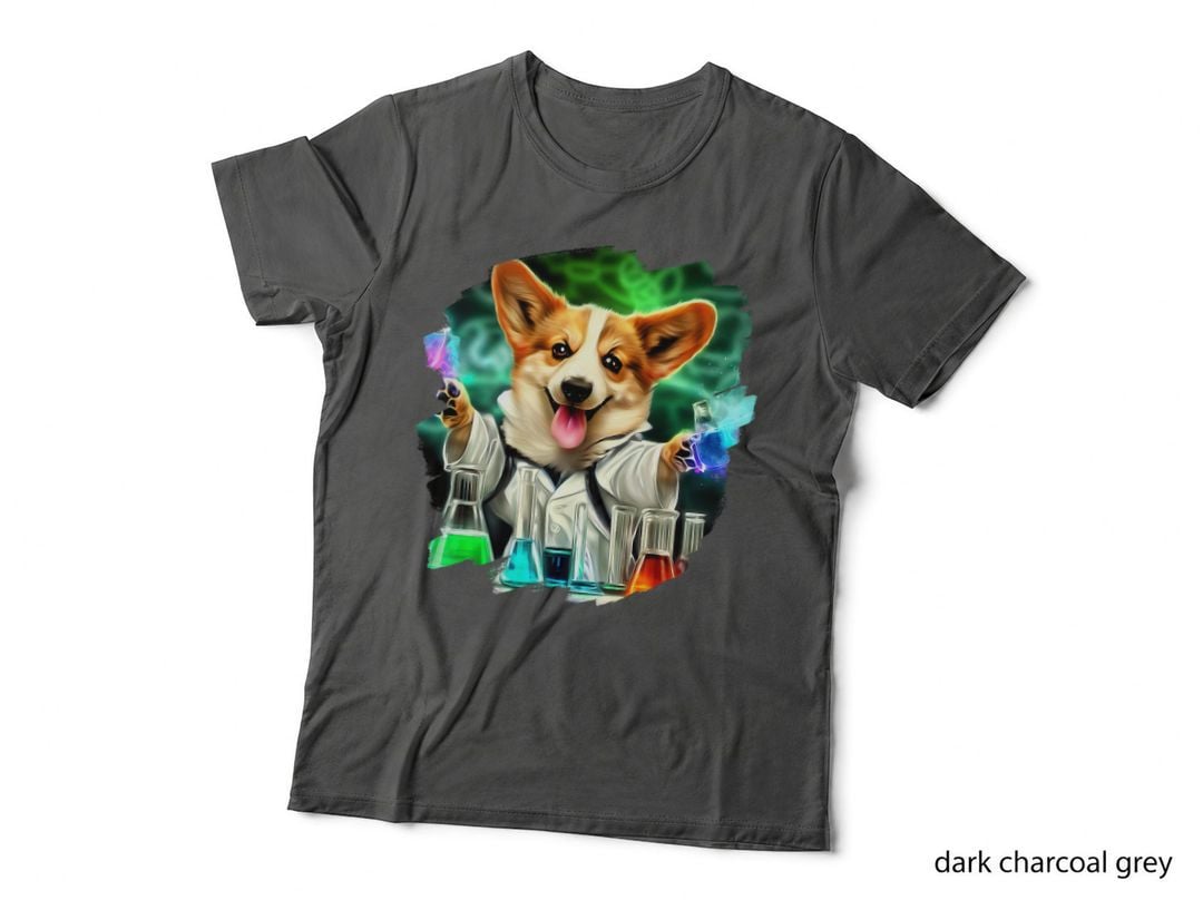 Corgi Mad Scientist T-Shirt, Science Chemistry Print, Pet Lover Apparel