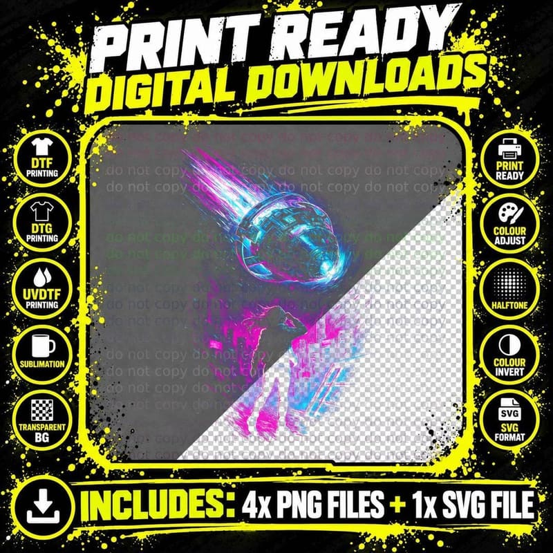 Cosmic Cyberpunk T-Shirt, Halftone Cosmic Tech Sphere Png SVG Digital Bundle