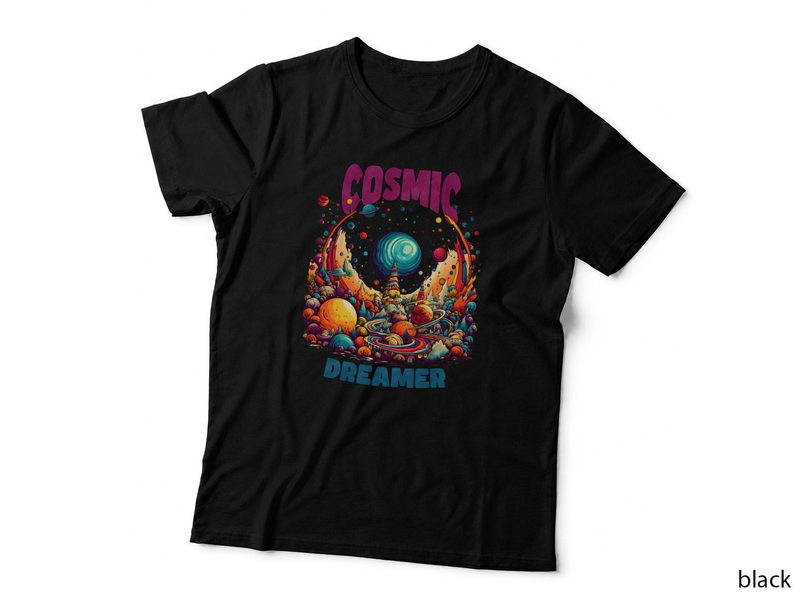 Cosmic Dreamer Hippie T-Shirt, Cosmic Fantasy Landscape with Graphic Tee