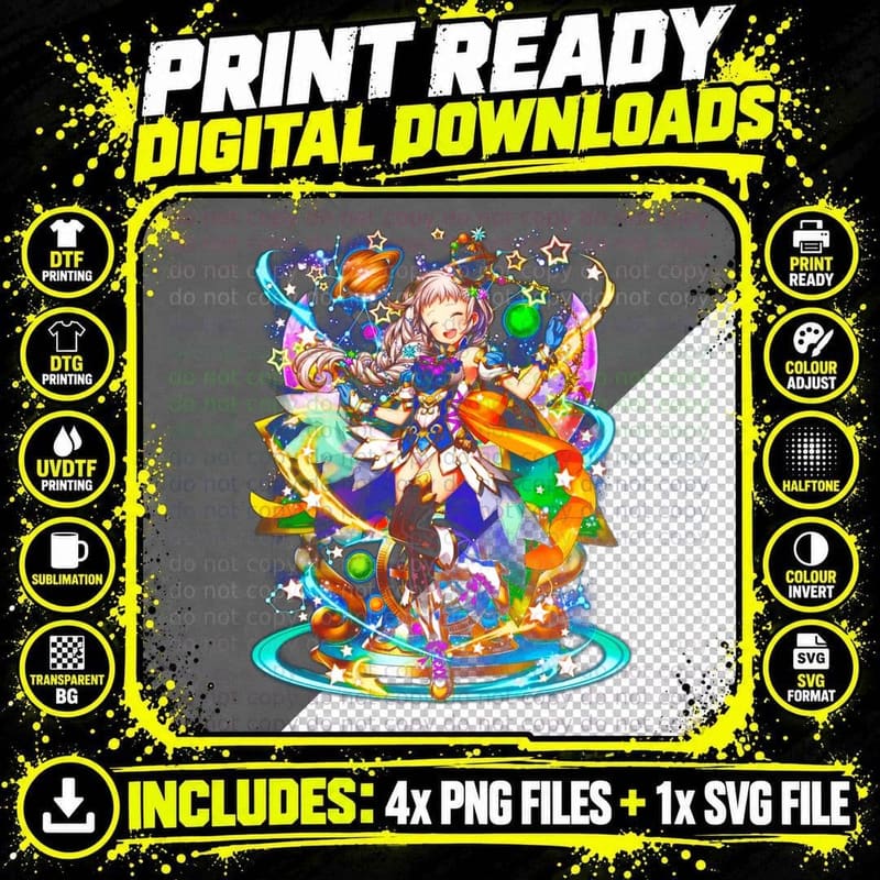 Cosmic Girl with Stars Planets Galaxy Background Space Png SVG Digital Bundle