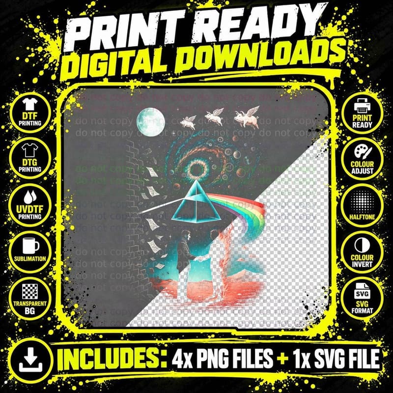 Cosmic Prism Dreams T-Shirt, Space Art Print Png SVG Digital Bundle