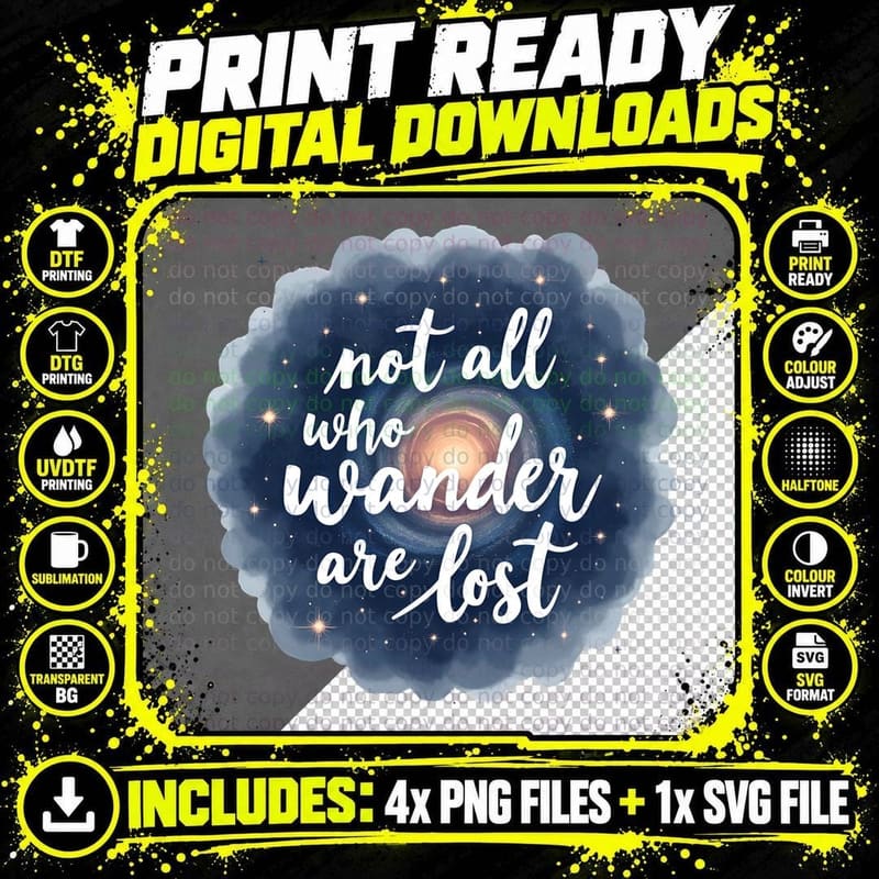 Cosmic Stars Tee, Hand-Drawn Galaxy Aesthetic Png SVG Digital Bundle