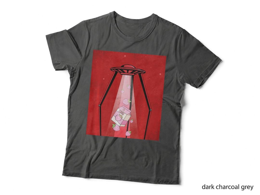Cryptidcore Aesthetic Strawberry Milk UFO Alien Abduction, Alien T-Shirt