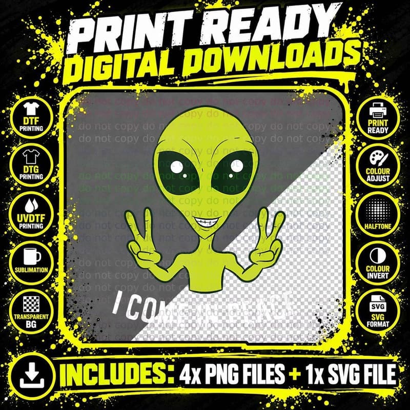 Cute Alien I Come T-Shirt, Music Festival Lover Great Tee Png SVG Digital Bundle