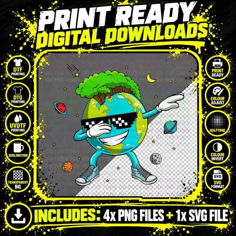 Dabbing Earth Recycling Conversation Space Science Png SVG Digital Bundle