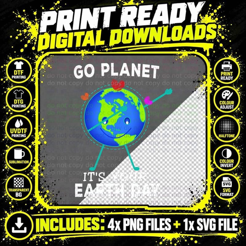 Dabbing Earth T-Shirt, Eco-Friendly Planet Png SVG Digital Bundle
