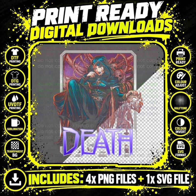 Death Blue Character with Purple Cosmic Glow Abstract Png SVG Digital Bundle