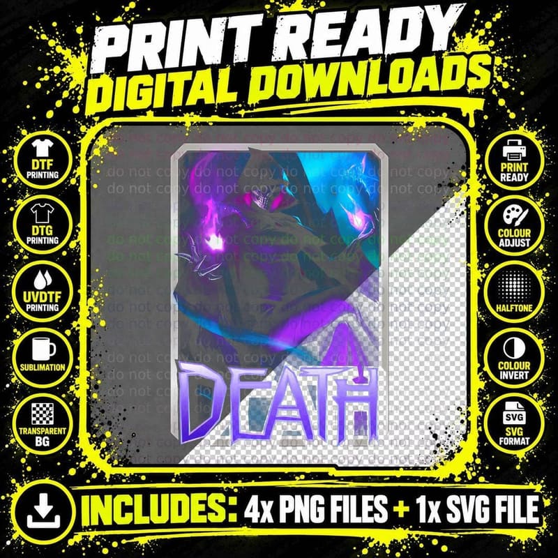 Death Dark Figure with Purple Magenta Glow Cosmic Theme Png SVG Digital Bundle