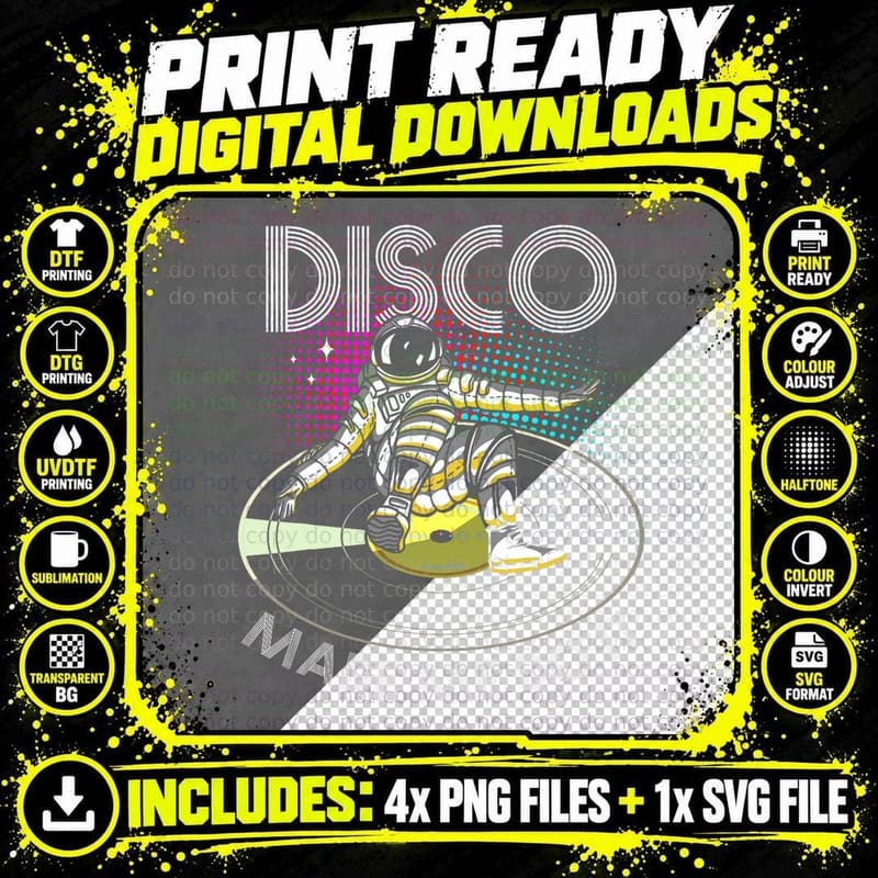 Disco Made Me Do It Astronaut DJ T-Shirt Png SVG Digital Bundle