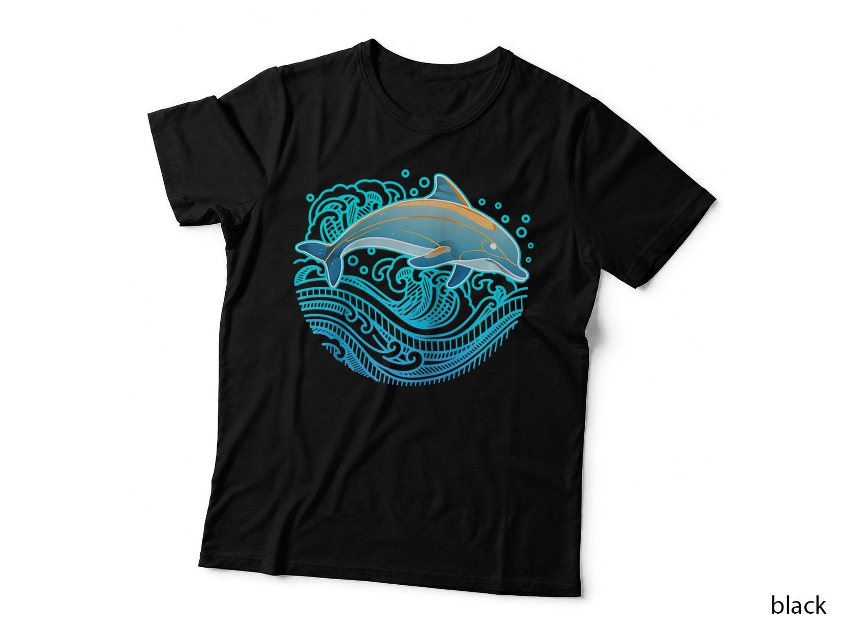 Dolphin Swimming in the Sea Porpoise Marine Life Biology Art T-Shirt