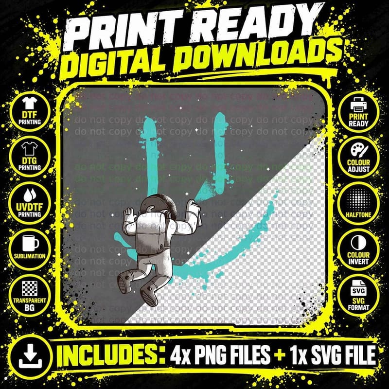 EDM Graffiti Astronaut Design Dance Rave Music Festival Png SVG Digital Bundle