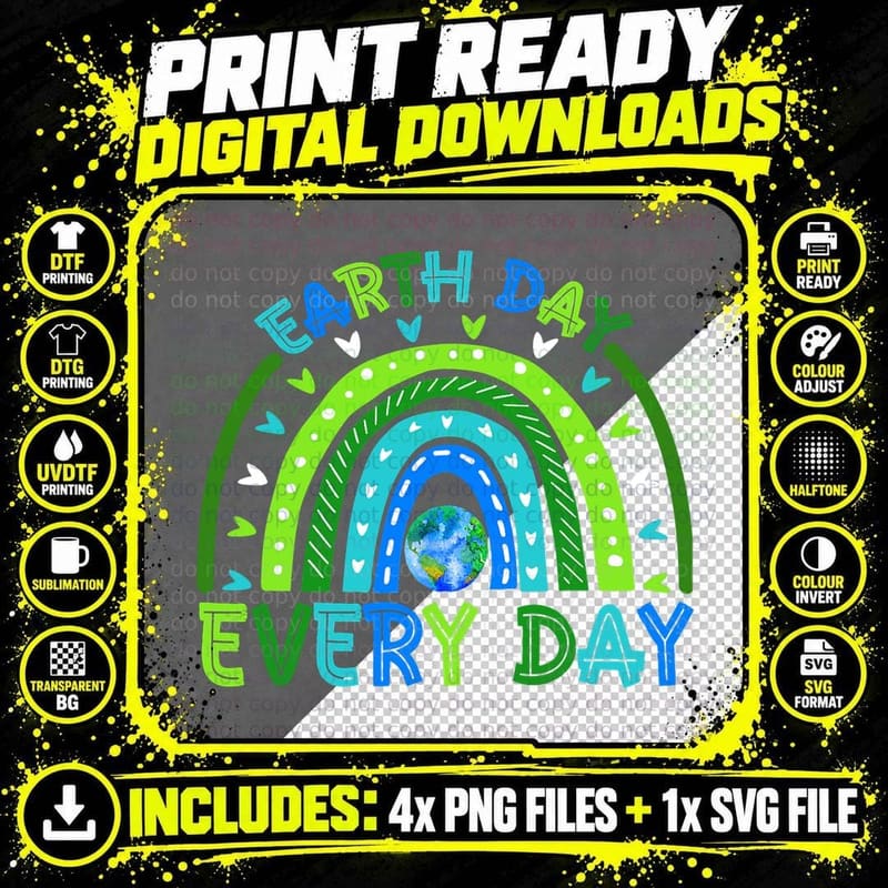 Earth Day Everyday Earth Day Rainbow Save the Planet Png SVG Digital Bundle