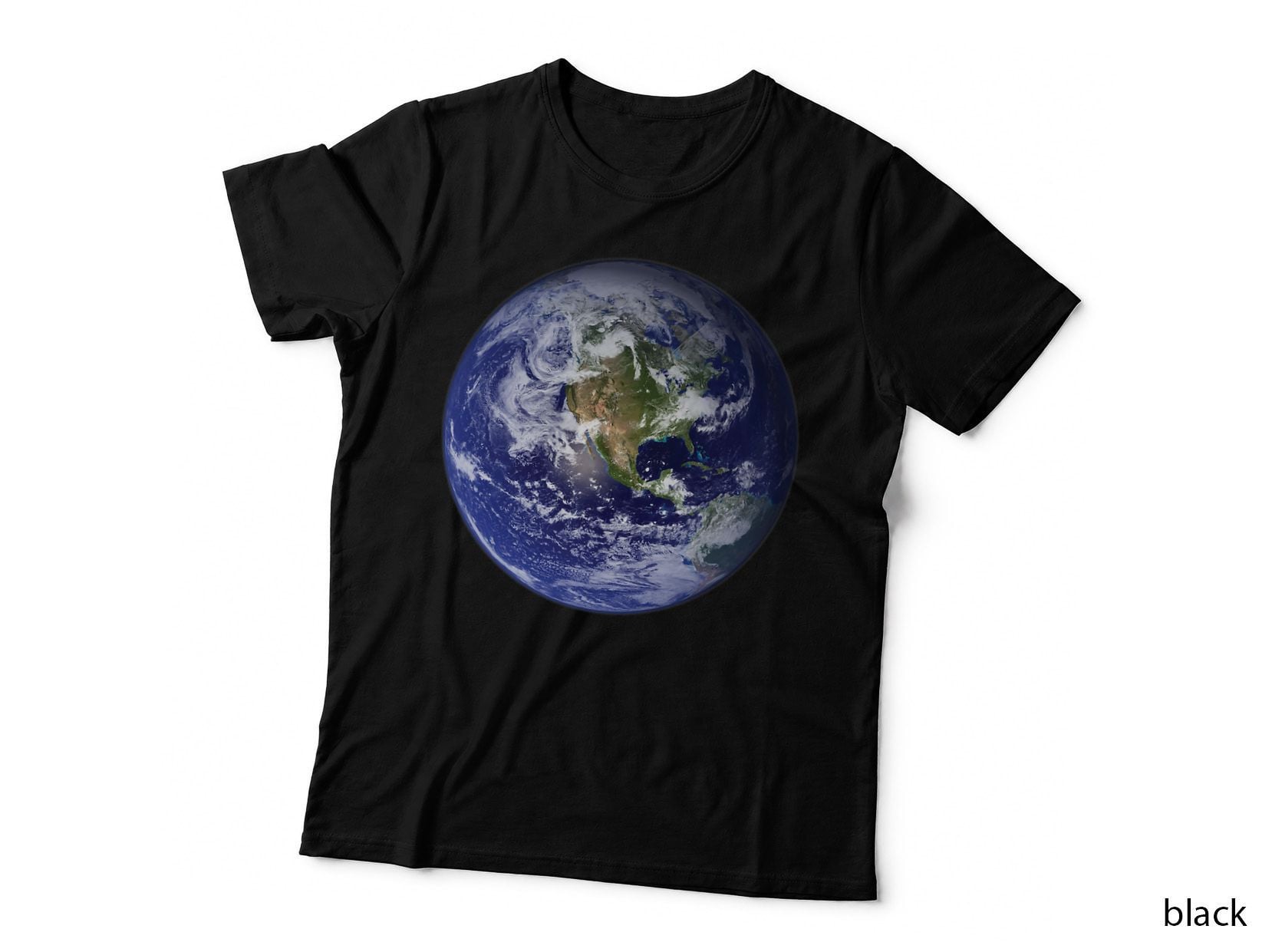 Earth Planet Earth North America Flat Globe Space Clouds T-Shirt