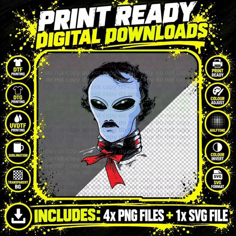 Edgar Alien Poe T-Shirt Png SVG Digital Bundle