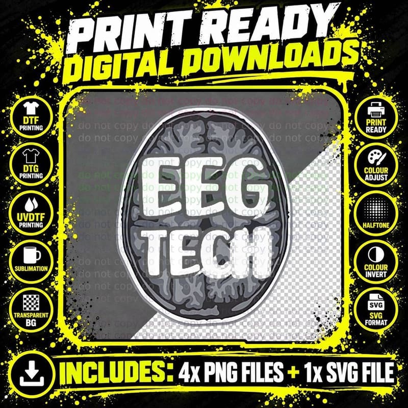 Eeg Tech Neurology Technician Premium Png SVG Digital Bundle