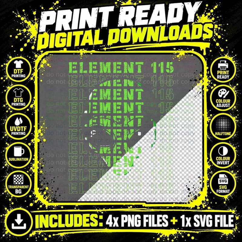 Element 115 Conspiracy Ununpentium Alien UFO Area 51 Png SVG Digital Bundle