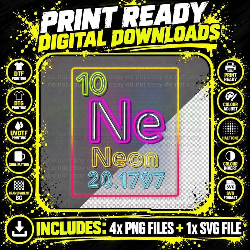 Element of the Chemistry Periodic Table for Scientists Png SVG Digital Bundle