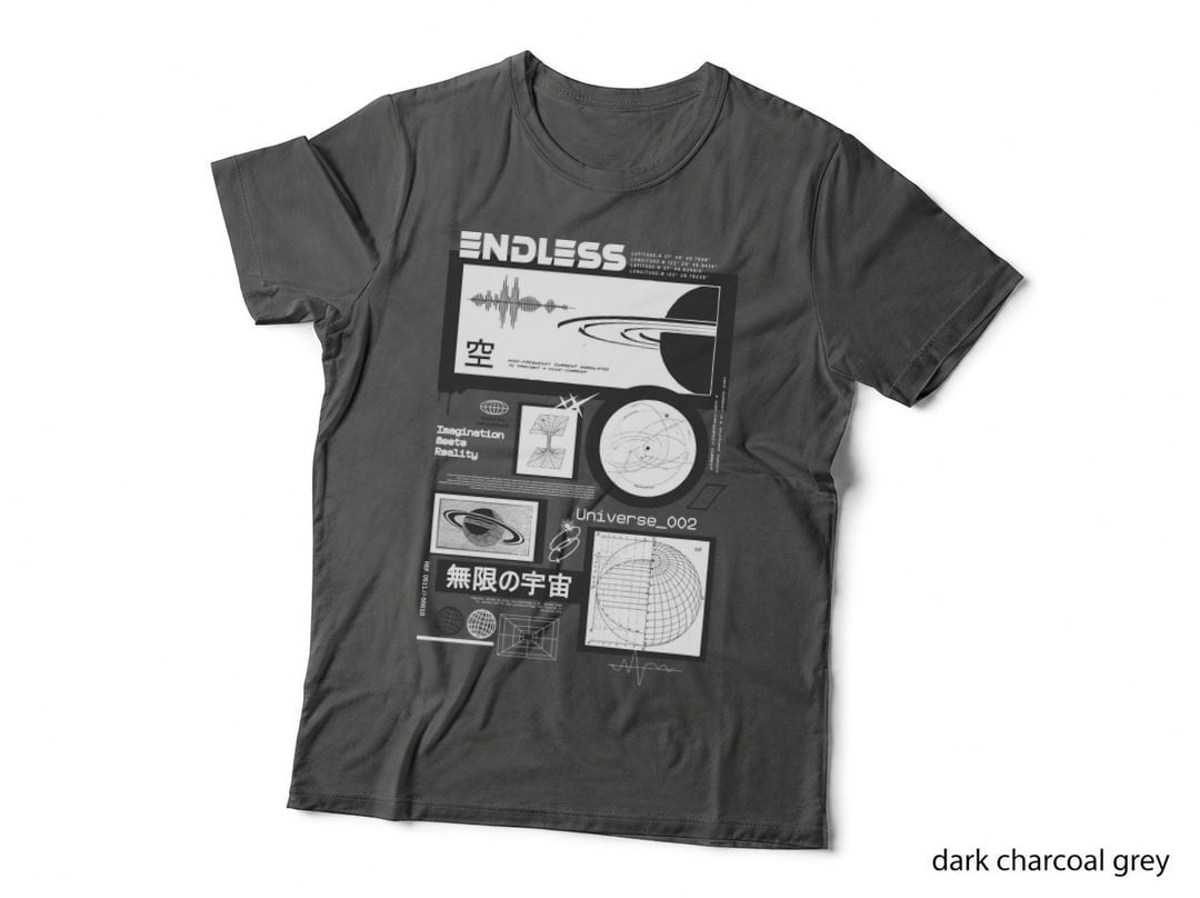 Endless Imagination Meets Reality Space Planets Galaxy Linework Minimal T-Shirt