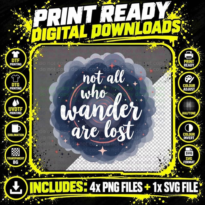 Ethereal Galaxy Aesthetic Shirt, Wanderlust Stars Quote Png SVG Digital Bundle
