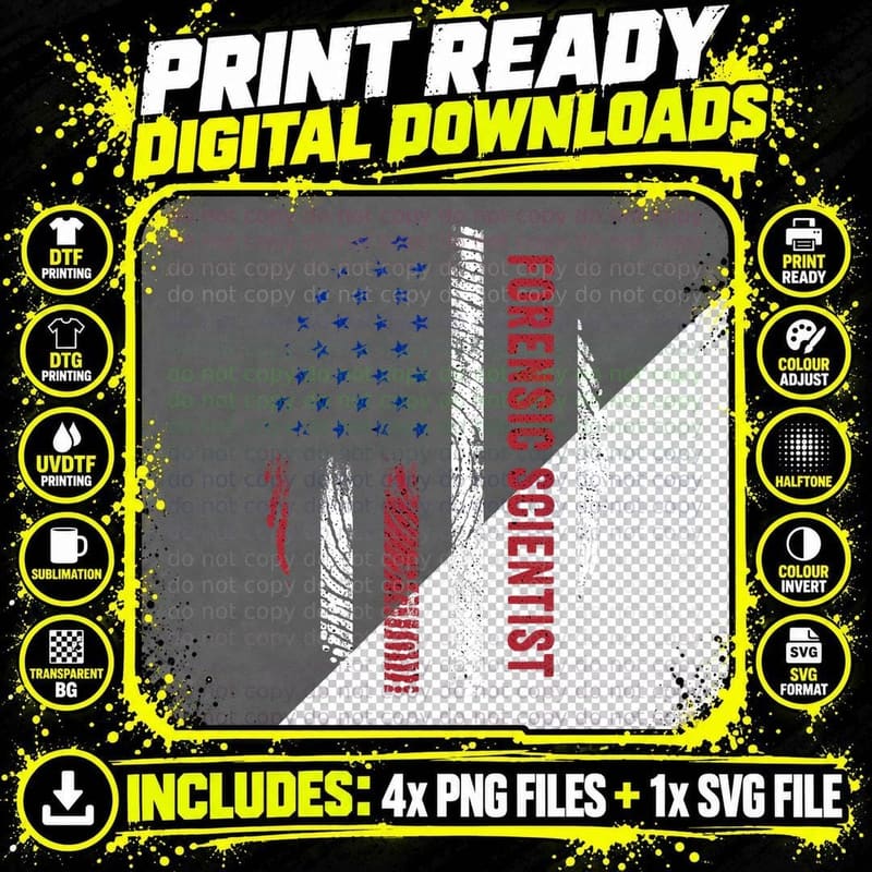 Forensic Scientist Flag Crime Scene Investigator Png SVG Digital Bundle