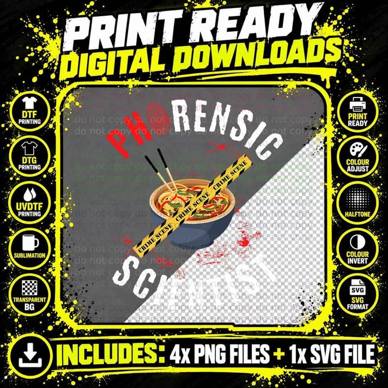 Forensic Scientist Forensics Science Pun Pho Noodle Bowl Png SVG Digital Bundle