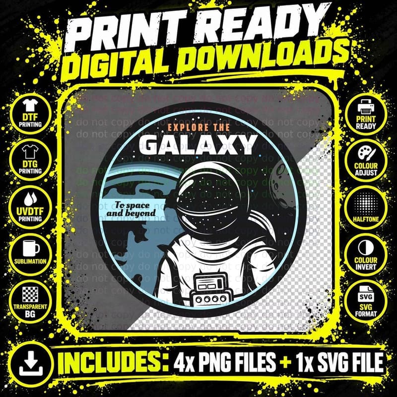 Galaxy Explore Planet the to Space and Beyond Astronaut Png SVG Digital Bundle